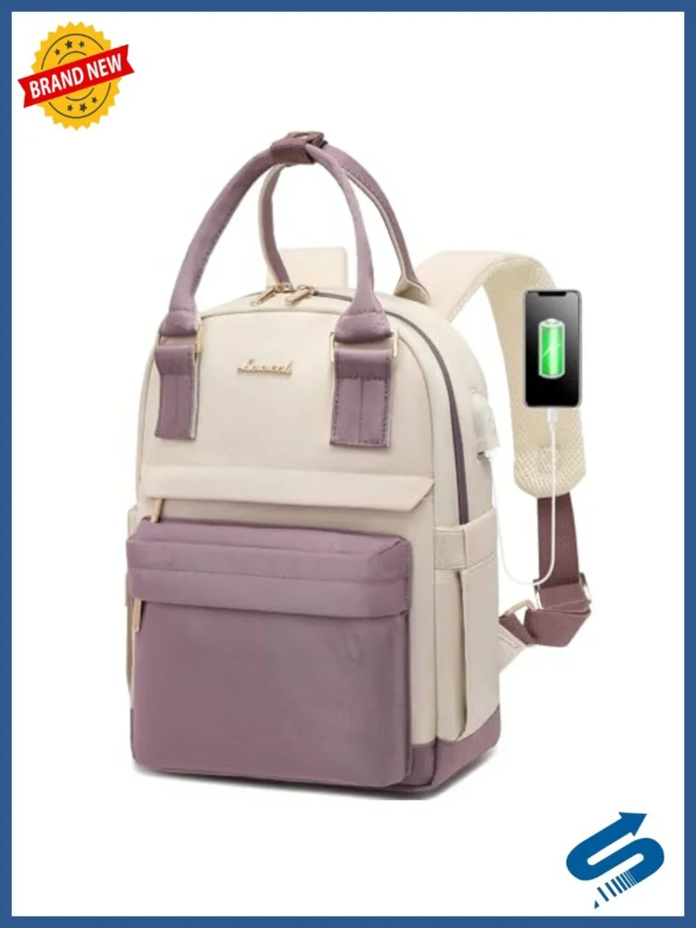 Mini Backpack for Women Waterproof Nylon USB Port Daypack College Travel Party